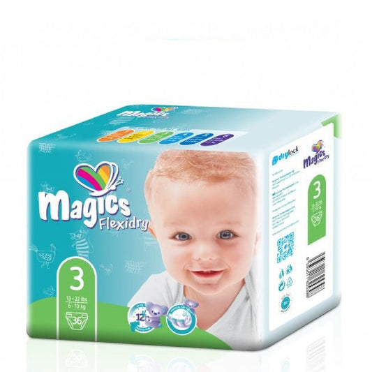Sauskelnės Magics Flexidry, dydis – Midi Nr.3 (6-10 kg.), 36 vnt.